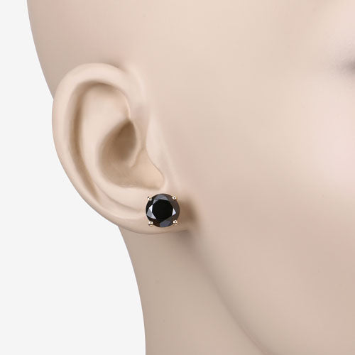 4.12 Carat Genuine Black Diamond 14K Yellow Gold Earrings