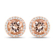 1.60 Carat Genuine Morganite and White Diamond 14K Rose Gold Earrings