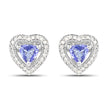 1.20 Carat Genuine Tanzanite & White Diamond .925 Sterling Silver Earrings