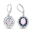 4.00 Carat Genuine Opal Pink, Blue Sapphire and White Topaz .925 Sterling Silver Earrings