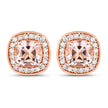 1.68 Carat Genuine Morganite and White Diamond 14K Rose Gold Earrings