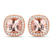 2.71 Carat Genuine Morganite and White Diamond 14K Rose Gold Earrings