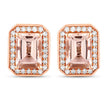 1.82 Carat Genuine Morganite and White Diamond 14K Rose Gold Earrings