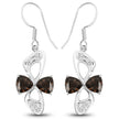 4.02 Carat Genuine Smoky Quartz and White Topaz .925 Sterling Silver Earrings