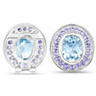 6.30 Carat Genuine Blue Topaz and Tanzanite .925 Sterling Silver Earrings