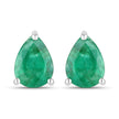 0.70 Carat Genuine Zambian Emerald 10K White Gold Earrings