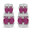 3.20 Carat Glass Filled Ruby .925 Sterling Silver Earrings