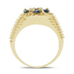 14K Yellow Gold Plated 1.40 Carat Genuine Blue Diamond .925 Sterling Silver Ring