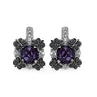 2.67 Carat Genuine Amethyst White Sapphire & Black Diamond .925 Sterling Silver Earrings
