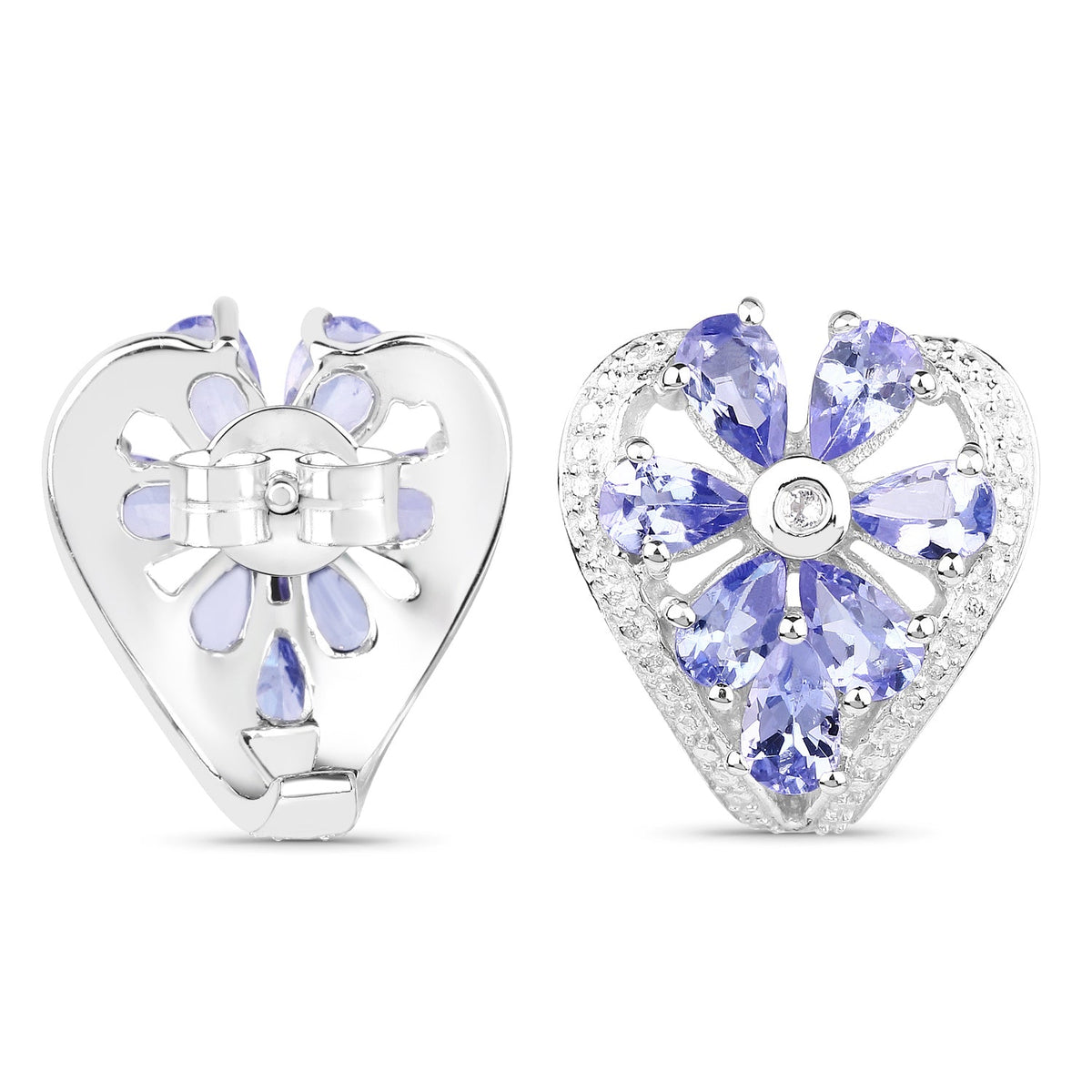2.97 Carat Genuine Tanzanite & White Topaz .925 Sterling Silver Earrings