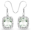 10.48 Carat Genuine Green Amethyst and White Topaz .925 Sterling Silver Earrings