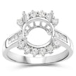 0.58 Carat Genuine White Diamond 14K White Gold Semi Mount Ring - holds 9.00mm Round Gemstone