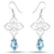 12.14 Carat Genuine Swiss Blue Topaz .925 Sterling Silver Earrings