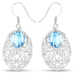 10.72 Carat Genuine Blue Topaz .925 Sterling Silver Earrings