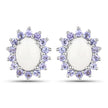 2.44 Carat Genuine Opal and Tanzanite .925 Sterling Silver Earrings