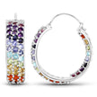 8.79 Carat Genuine Multi Stones .925 Sterling Silver Earrings