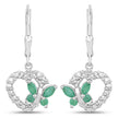 0.44 Carat Genuine Emerald and Created White Sapphire .925 Sterling Silver Earrings