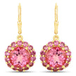 10.74 Carat Genuine Pink Topaz and Rhodolite Garnet .925 Sterling Silver Earrings
