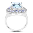 7.41 Carat Genuine Blue Topaz and Tanzanite .925 Sterling Silver Ring