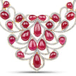 160.14 Carat Glass Filled Ruby and White Diamond .925 Sterling Silver Necklace