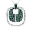 .925 Sterling Silver Green Enamel Pendant with 1/2 Cttw Diamond, Sapphire, and Tsavorite Openwork Statement 18