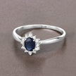 0.44 Carat Genuine Blue Sapphire and White Diamond 14K White Gold Ring