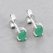 0.38 Carat Genuine Zambian Emerald 10K White Gold Earrings