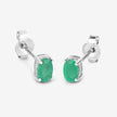0.38 Carat Genuine Zambian Emerald 10K White Gold Earrings