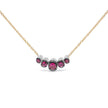 18K Rose Gold 3/4 Cttw Pave Diamonds and Graduated Red Ruby Gemstone Curved Bar Choker Necklace (G-H Color, SI1-SI2 Clarity) - Adjustable up to 14