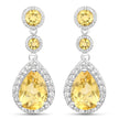 7.06 Carat Genuine Citrine and White Topaz .925 Sterling Silver Earrings