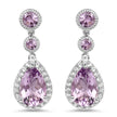 7.16 Carat Genuine Pink Amethyst and White Topaz .925 Sterling Silver Earrings