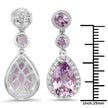 7.16 Carat Genuine Pink Amethyst and White Topaz .925 Sterling Silver Earrings