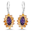6.54 Carat Genuine Amethyst & Madeira Citrine .925 Sterling Silver Earrings
