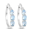 1.75 Carat Genuine Aquamarine and White Diamond .925 Sterling Silver Earrings
