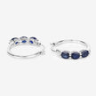 2.05 Carat Genuine Blue Sapphire and White Diamond .925 Sterling Silver Earrings