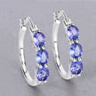 1.99 Carat Genuine Tanzanite and White Diamond .925 Sterling Silver Earrings