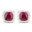 6.12 Carat Dyed Ruby, Ruby and White Topaz .925 Sterling Silver Earrings
