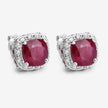 6.12 Carat Dyed Ruby, Ruby and White Topaz .925 Sterling Silver Earrings