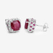 6.12 Carat Dyed Ruby, Ruby and White Topaz .925 Sterling Silver Earrings