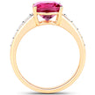 2.70 Carat Genuine Rubellite and White Diamond 14K Yellow Gold Ring