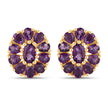 18K Yellow Gold Plated 3.84 Carat Genuine Amethyst .925 Sterling Silver Earrings