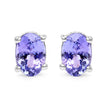 1.50 Carat Genuine Tanzanite .925 Sterling Silver Earrings