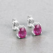 1.04 Carat Genuine Ruby 10K White Gold Earrings