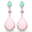 18K Rose Gold Plated 31.93 Carat Genuine Multi Stones .925 Sterling Silver Earrings