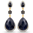 30.04 Carat Dyed Sapphire, Blue Sapphire and White Topaz .925 Sterling Silver Earrings
