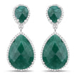 19.42 Carat Dyed Emerald and White Topaz .925 Sterling Silver Earrings