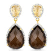 21.12 Carat Genuine Smoky Quartz, Citrine and White Topaz .925 Sterling Silver Earrings