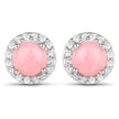 1.36 Carat Genuine Pink Opal and White Topaz .925 Sterling Silver Earrings