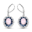 4.00 Carat Genuine Opal Pink, Blue Sapphire and White Topaz .925 Sterling Silver Earrings
