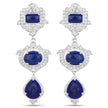 9.37 Carat Genuine Lapis and White Topaz .925 Sterling Silver Earrings